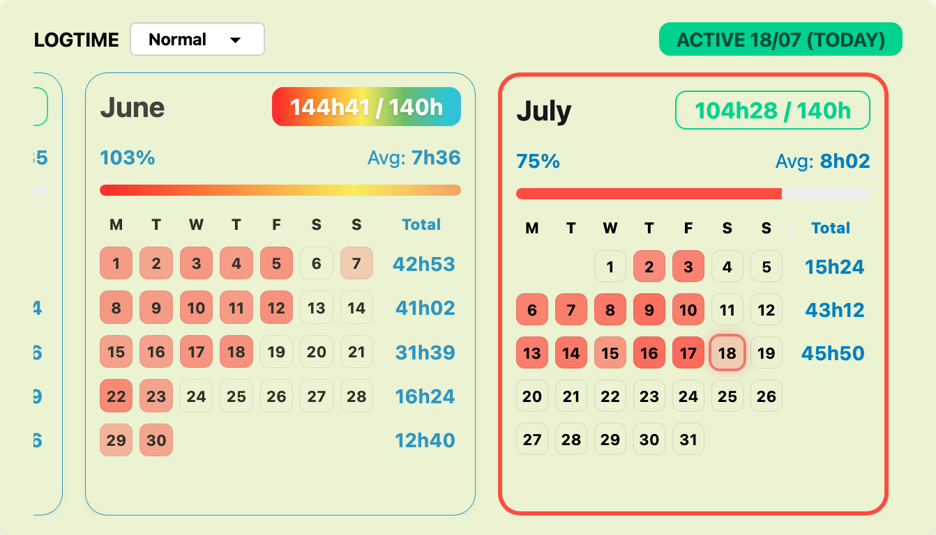 Logtime calendar